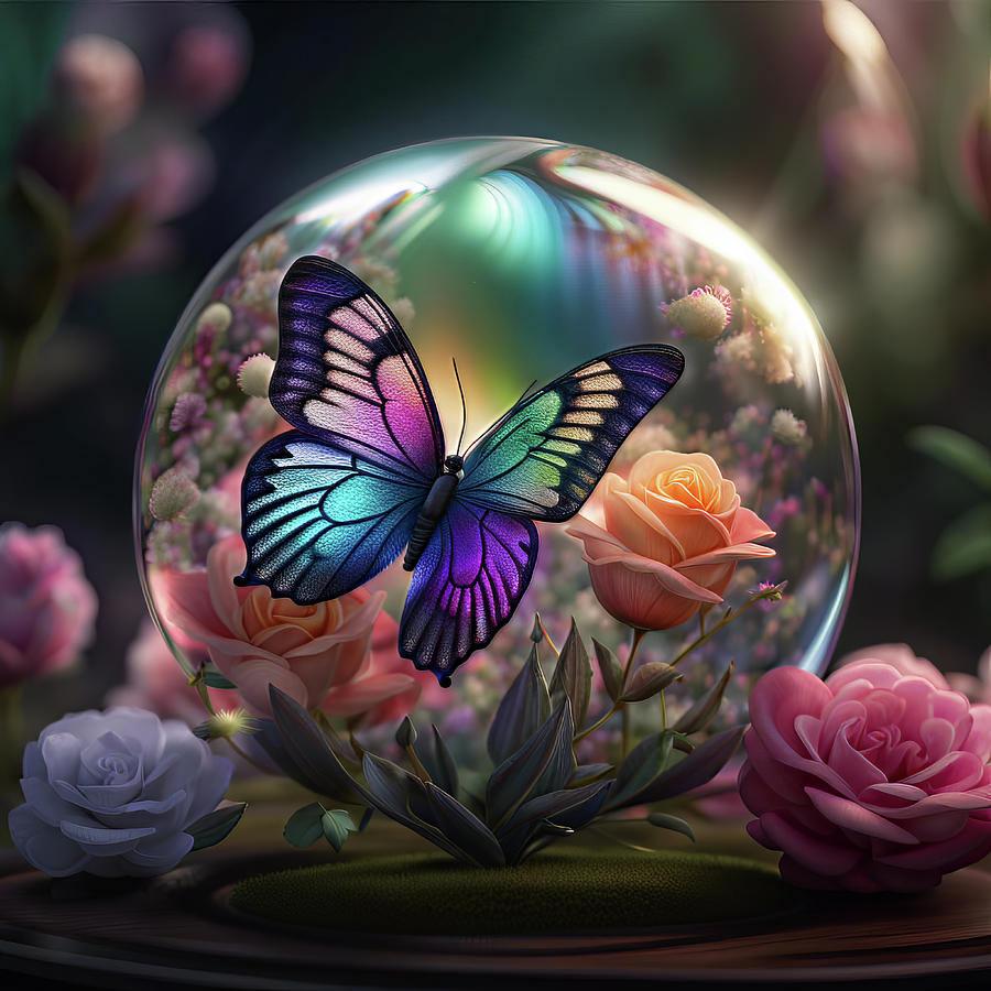 Butterfly In A Globe 3 Digital Art