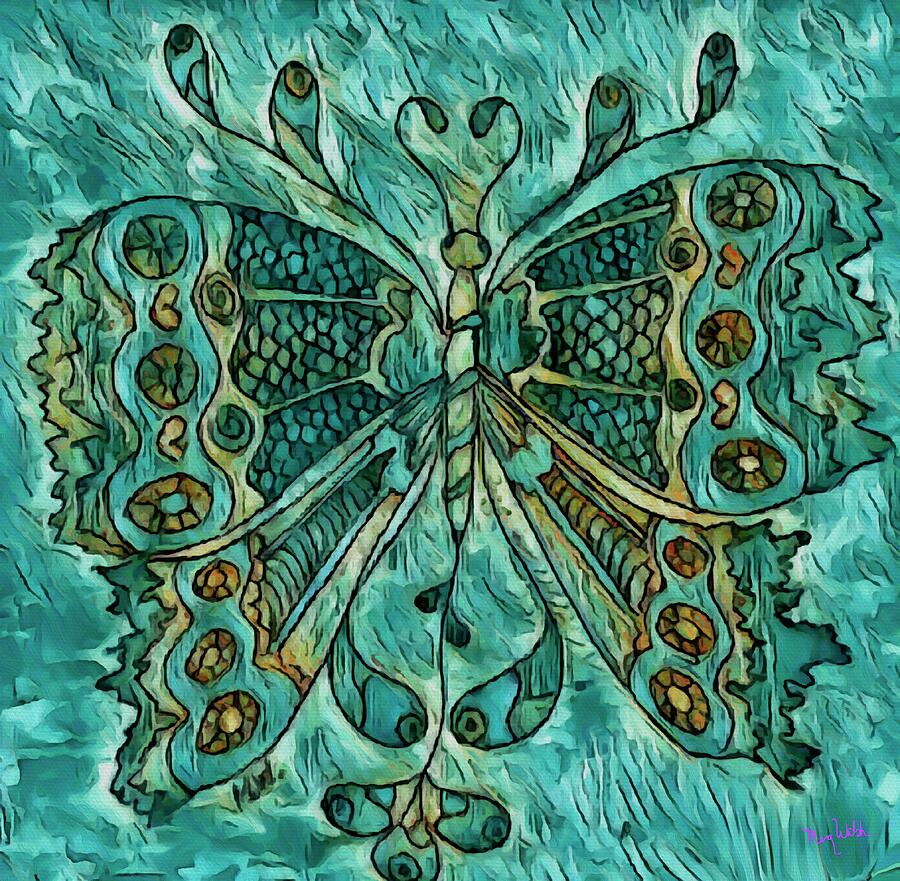 Butterfly in Aqua Digital Art by Megan Walsh