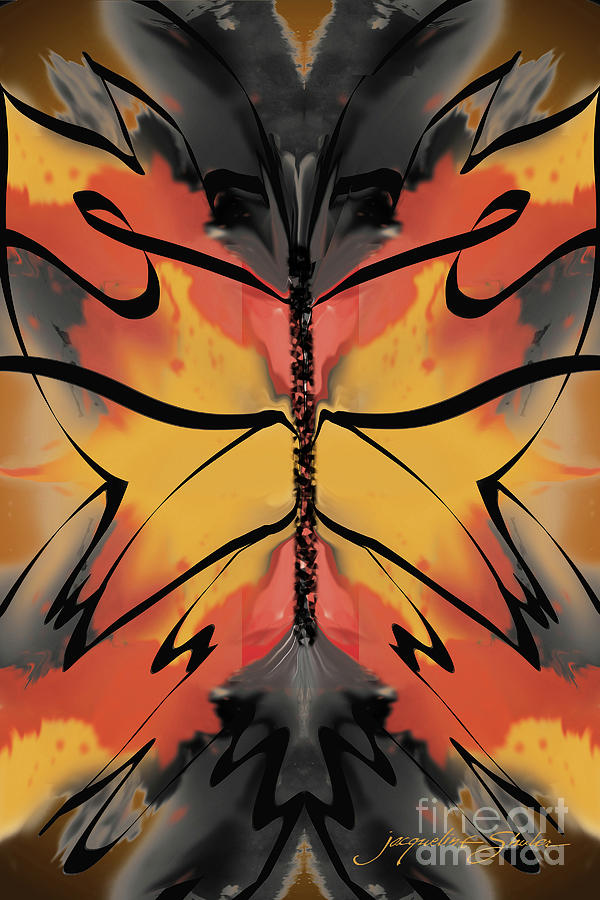Butterfly in Golds Digital Art by Jacqueline Shuler