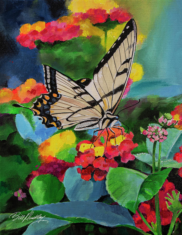 Butterfly in Natures Color Painting by Bill Dunkley
