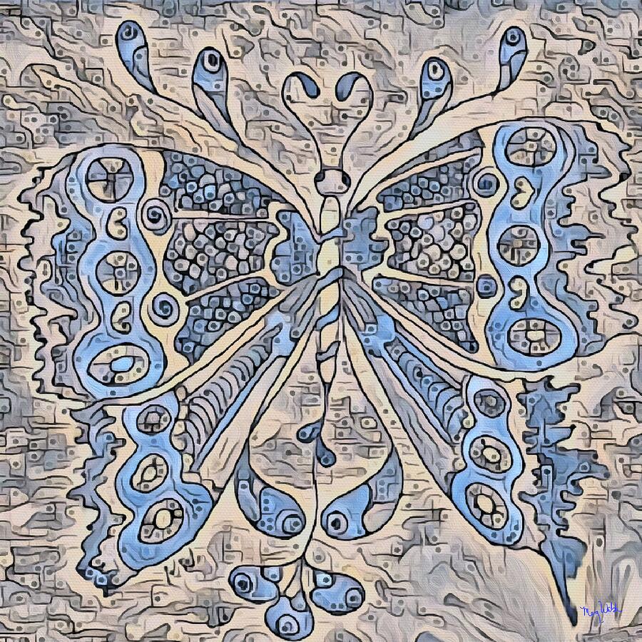 Butterfly in pastel blue Mixed Media by Megan Walsh