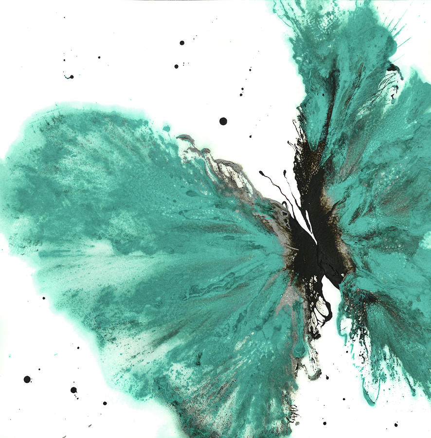 Butterfly In Teal Painting by Catherine Jeltes