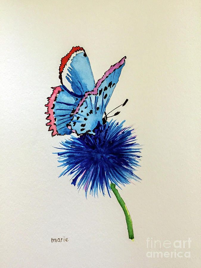 Butterfly on Thistle Painting by Marie Dudek Brown