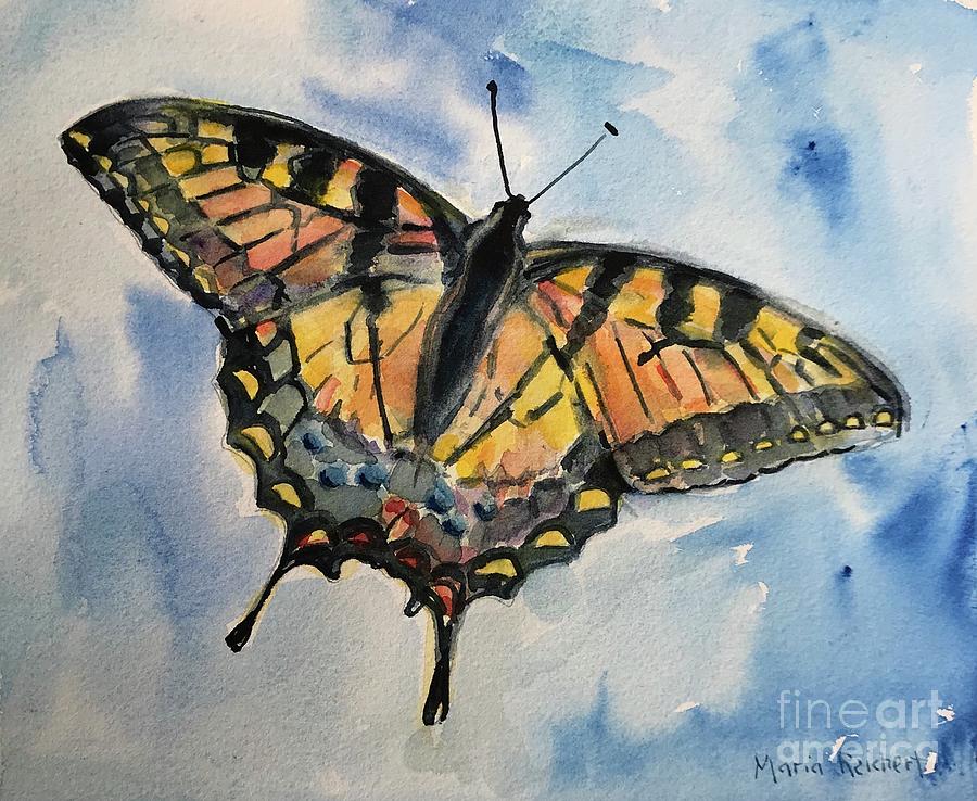 Animal Painting - Butterfly in watercolor by Maria Reichert