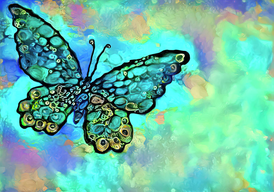 Butterfly Into The Blue Mixed Media by Deborah League