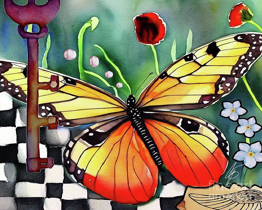 Butterfly Key Mixed Media by Jennifer Page