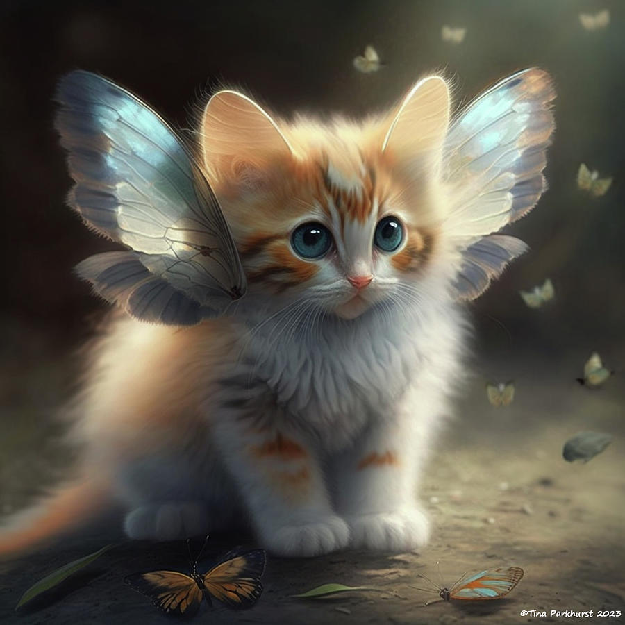 Kitten clearance and butterfly