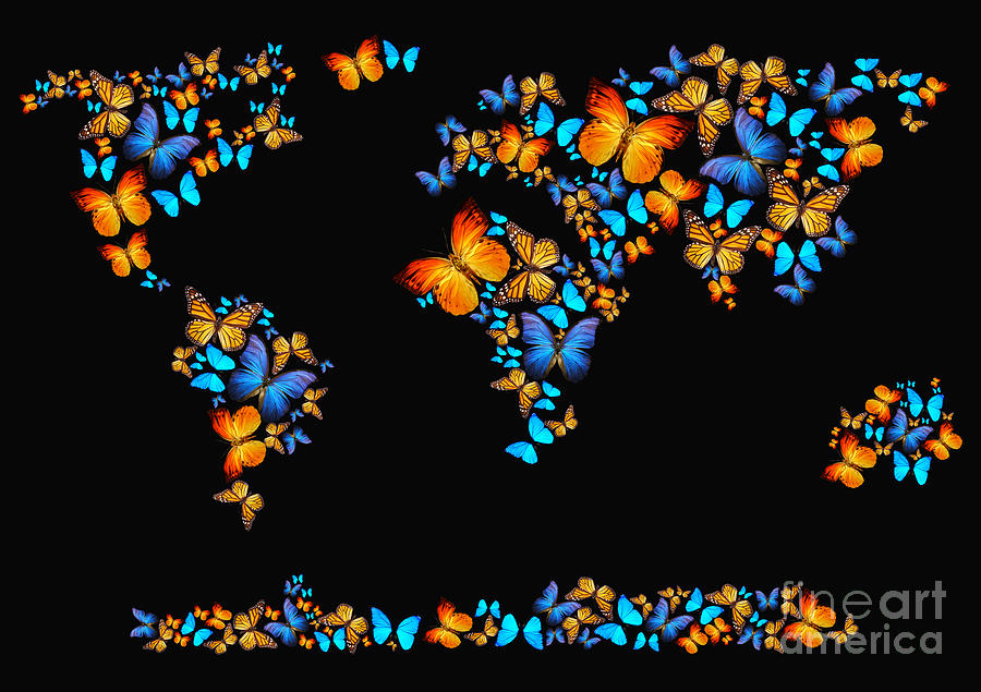 City Digital Art - Butterfly Map by Mark Ashkenazi