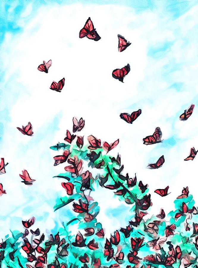 Butterfly Migration 5 Mixed Media by Eileen Backman