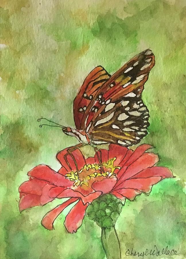 Butterfly Moment Painting by Cheryl Wallace