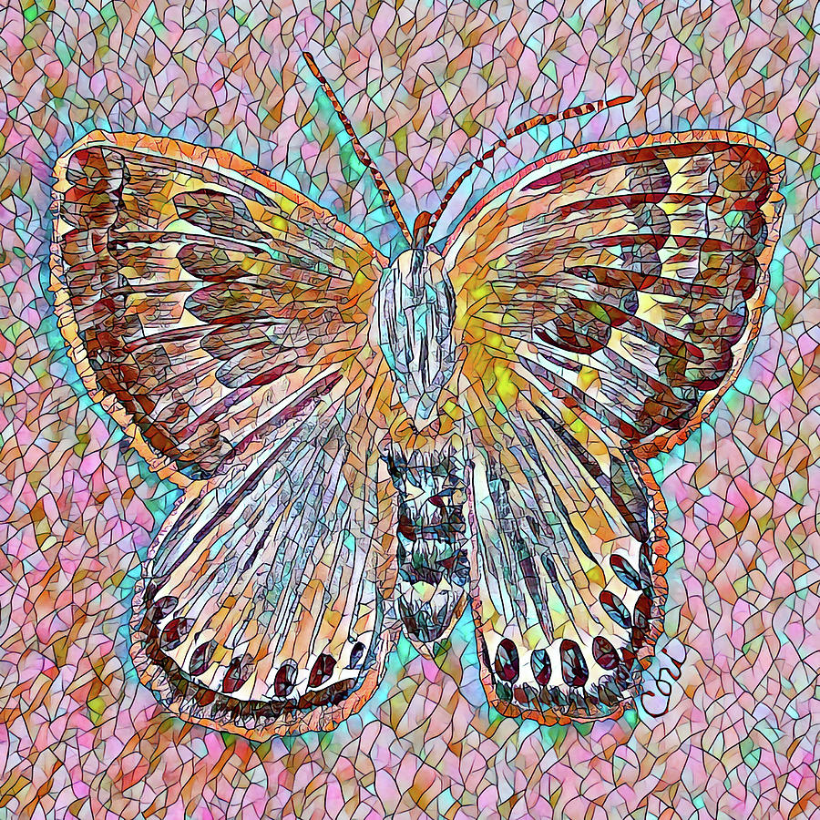 Butterfly Mosaic Brown and Pink Painting by Corinne Carroll