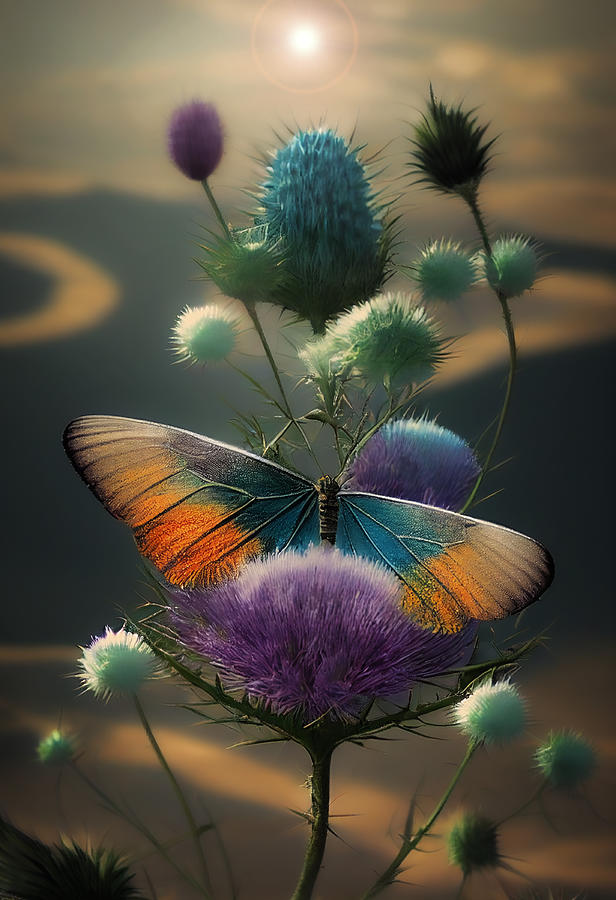 Butterfly on a Thistle Photograph by Jim Painter