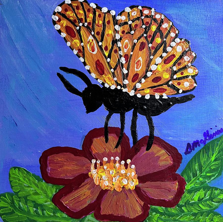 Butterfly on flower Painting by Daisy Mcginnis Fine Art America