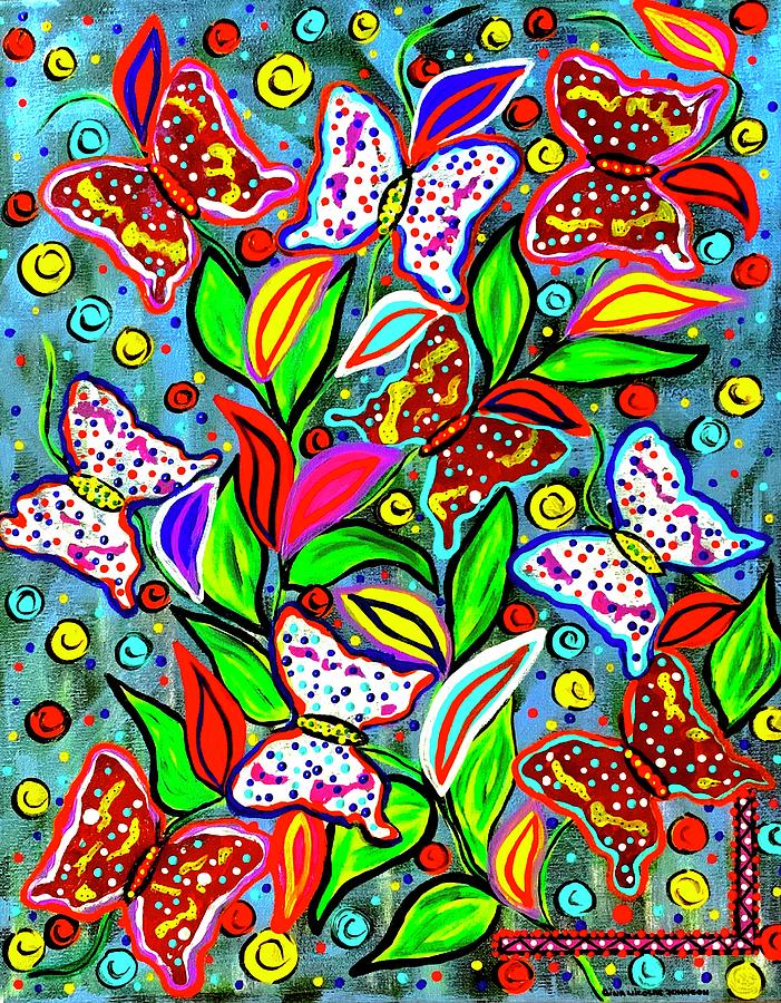 Butterfly party Painting by Gina Nicolae Johnson