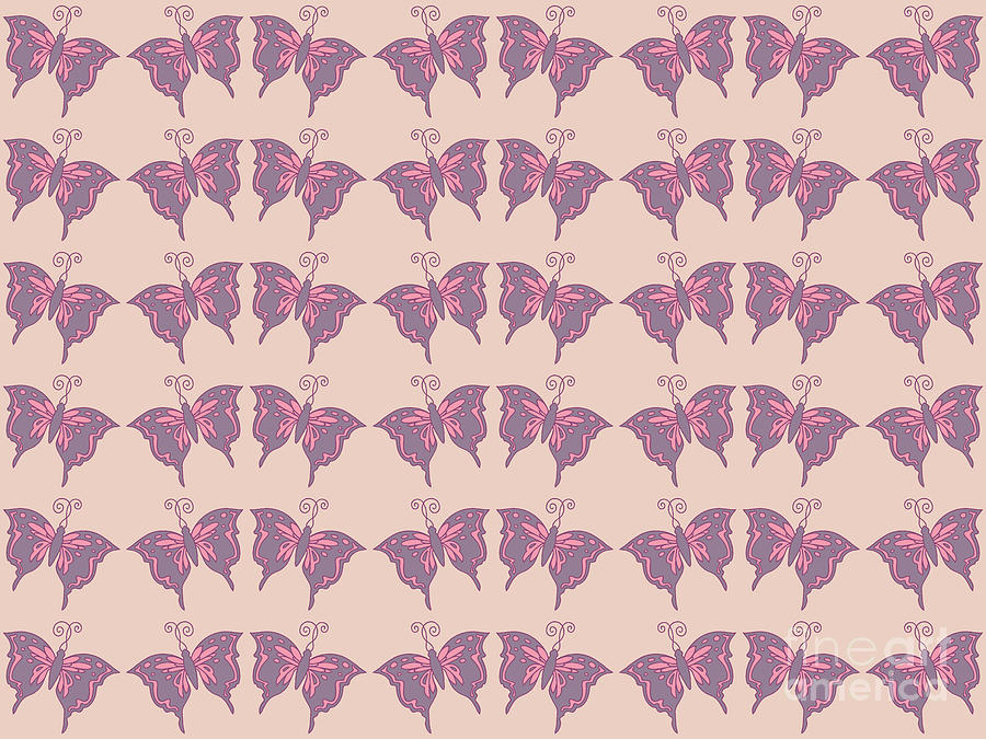  Butterfly pattern pink and dark fuchsia Drawing by Heidi De Leeuw