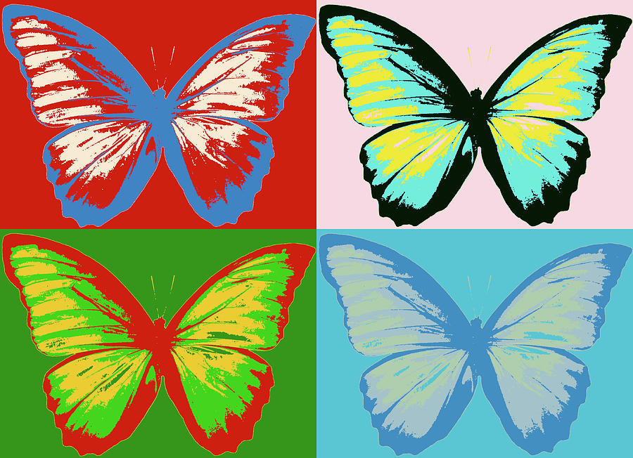 Butterfly Pop Art Panels Mixed Media by Dan Sproul