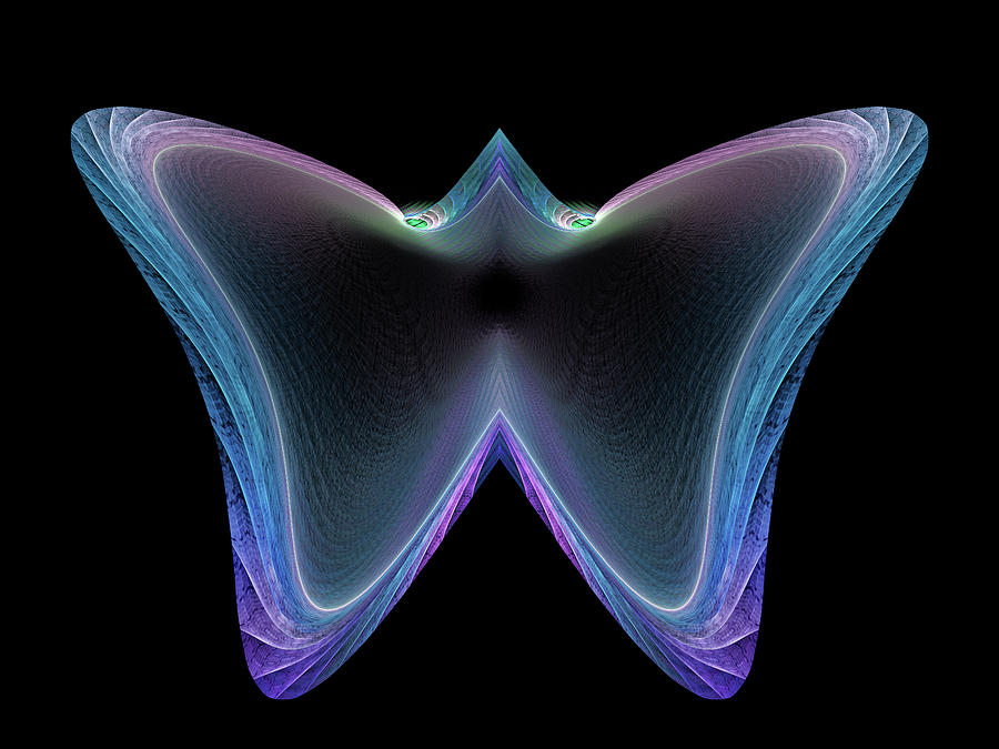 Butterfly Shaped Computer Generated Symetrical Fractal Digital Art by Manpreet Sokhi