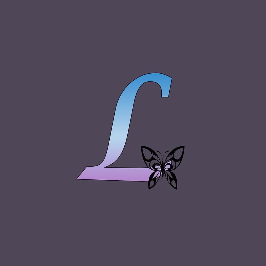 Butterfly Silhouette on Monogram Letter B Gradient Blue Purple T