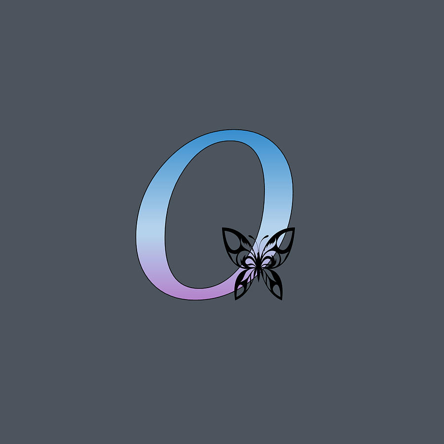 Butterfly Silhouette on Monogram Letter O Gradient Blue Purple Digital Art by Ali Baucom