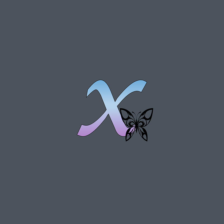 Butterfly Silhouette on Monogram Lower Case x Gradient Blue Purple Digital Art by Ali Baucom