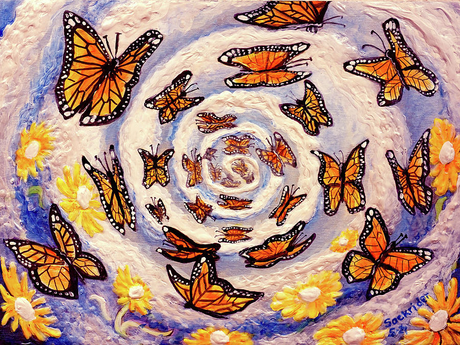Butterfly Swirl Painting by David Sockrider