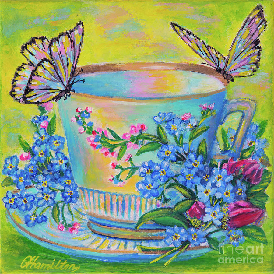 Butterfly Tea Party Painting by Olga Hamilton