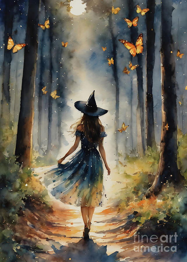 Butterfly Witch Painting by Lyra OBrien