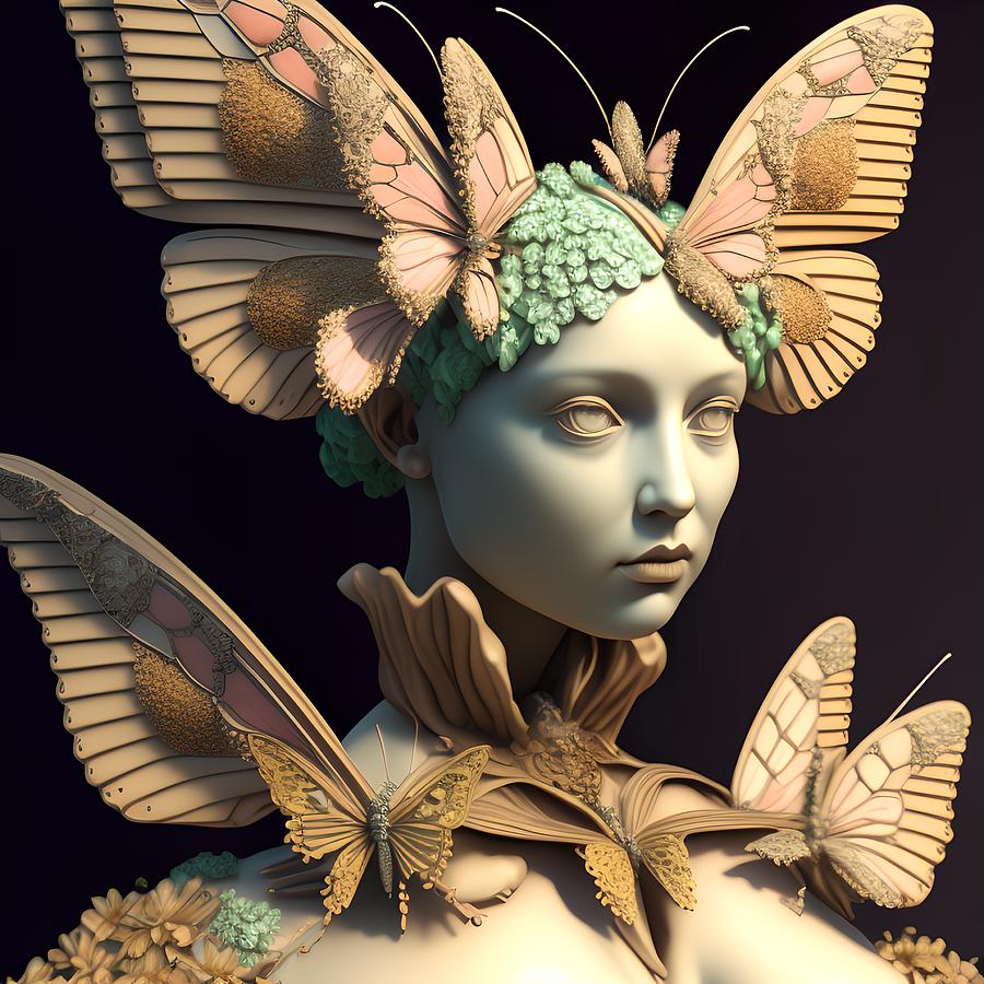 Butterfly Woman Generative Ai Illustration Digital Art By Miroslav Nemecek Fine Art America 