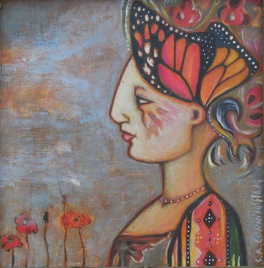 Butterfly Woman Painting by Sherry Ashby