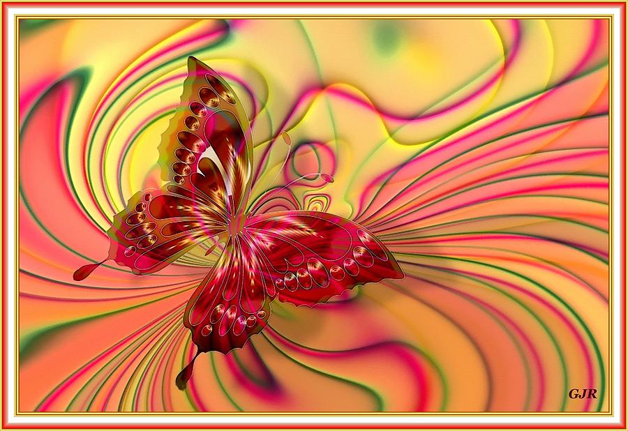 Butterflycalia Catus 1 No. 2 - Abstract Butterfly. L A S - With Printed Frame. Digital Art