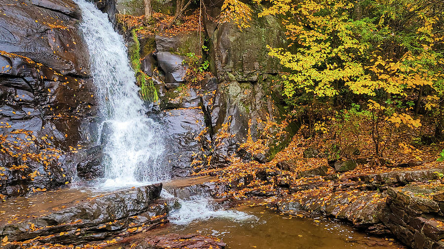 Buttermilk Falls Autumn Wide and Colorful Photograph by Jason Fink