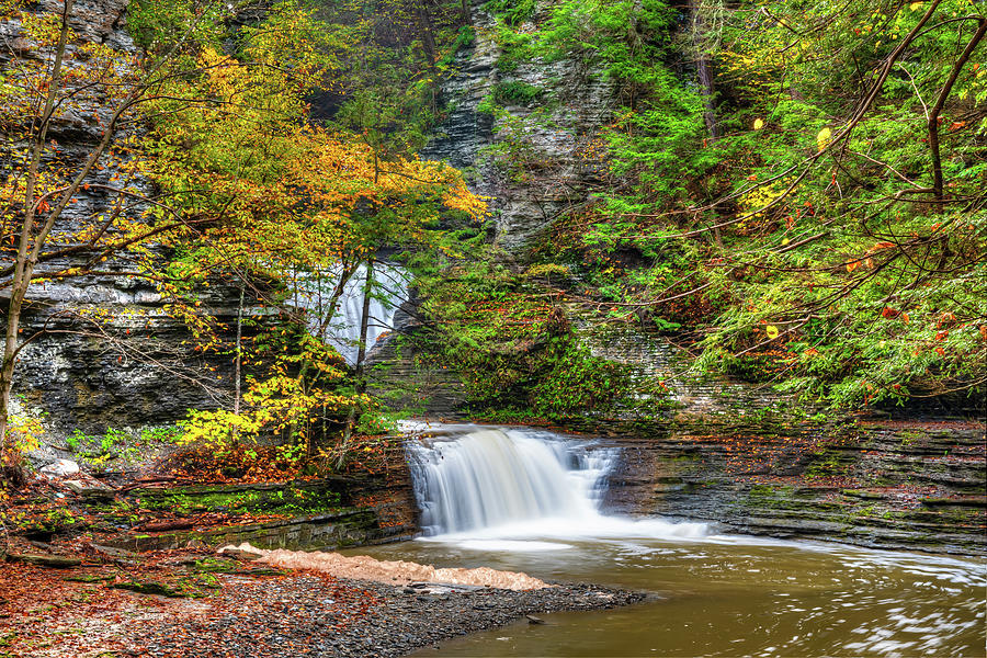 Buttermilk Falls State Park Autumn Waterfalls Photograph by Chad Dikun