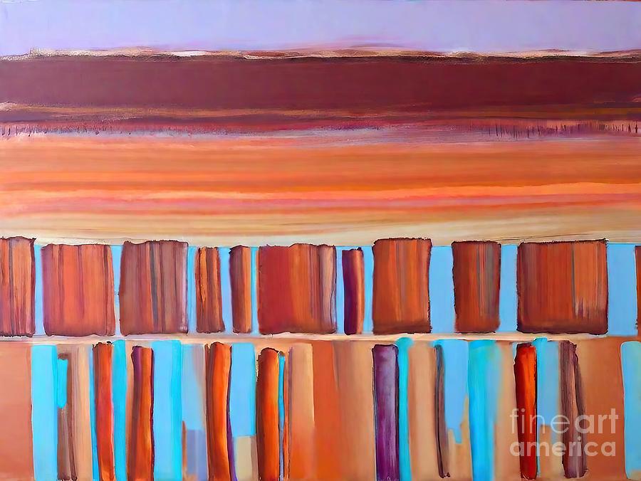 Architecture Painting - Butterscotch and Bourbon Painting purple rust blue texture turquoise yellow brown city colour earth architecture orange archive books brush colorful colors concept art digital education educational by N Akkash