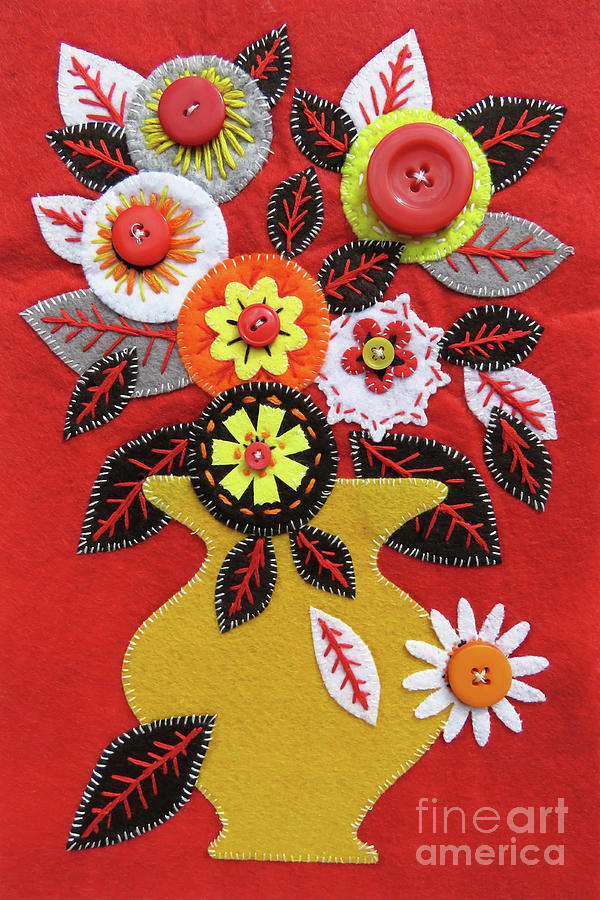 Button Flower Bouquet 1 Tapestry - Textile by Amy E Fraser