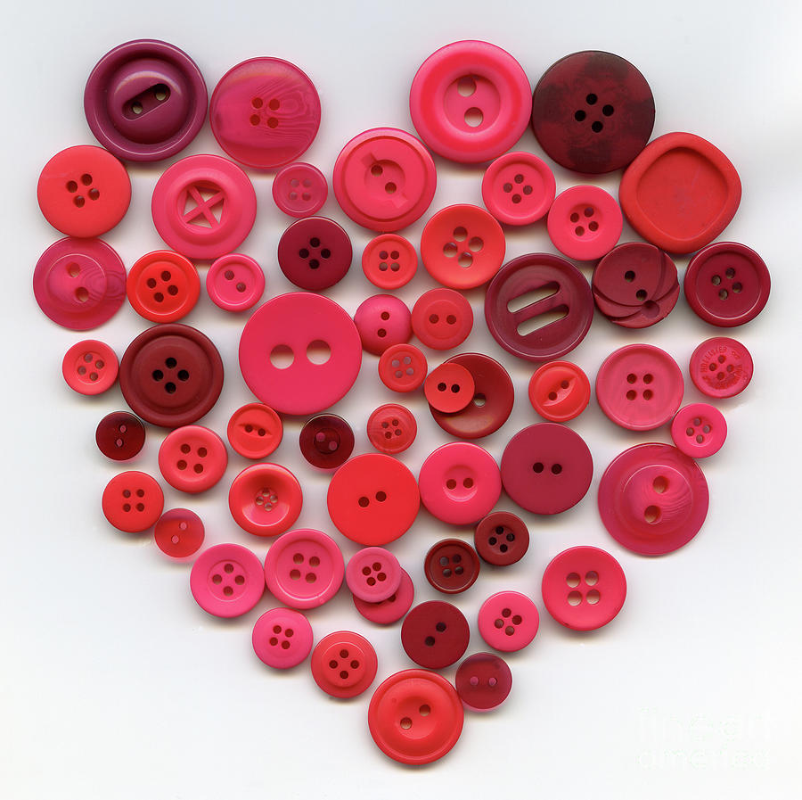 Heart Design Digital Art - Button Heart by Norma Appleton