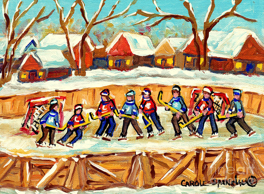Buy Original Hockey Rink Paintings Prints And Products C Spandau Canadian Art Best Montreal Scenes Painting by Carole Spandau