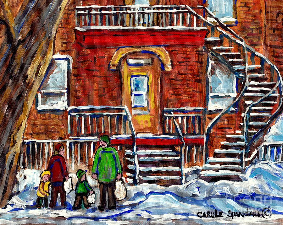 Buy Original Winter Staircase Street Scene Paintings Prints And Products Best Montreal Art C Spandau Painting by Carole Spandau