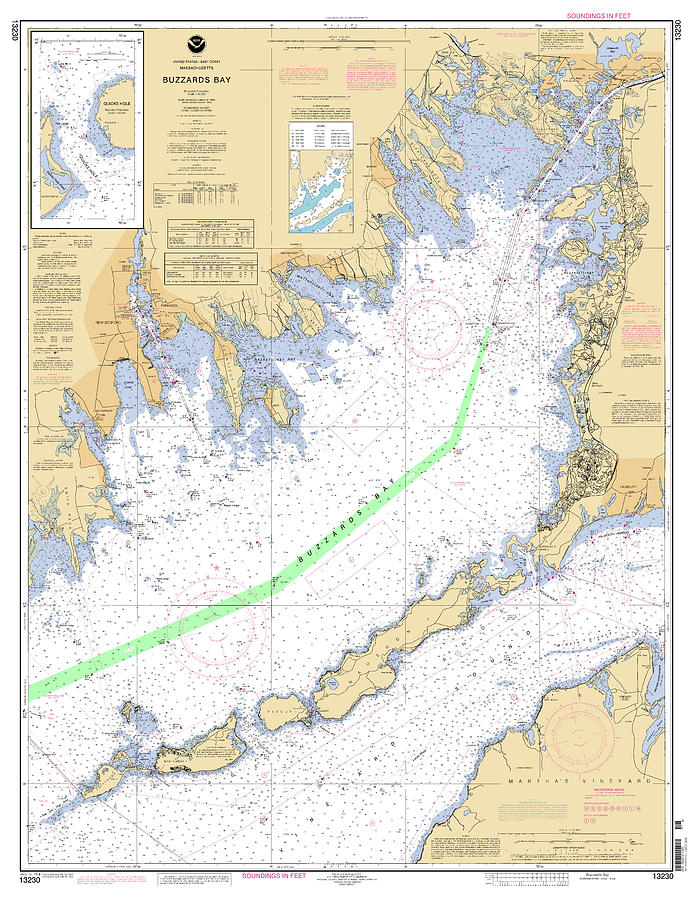 Buzzards Bay Massachusetts, NOAA Chart 13230 Digital Art by Nautical Chartworks