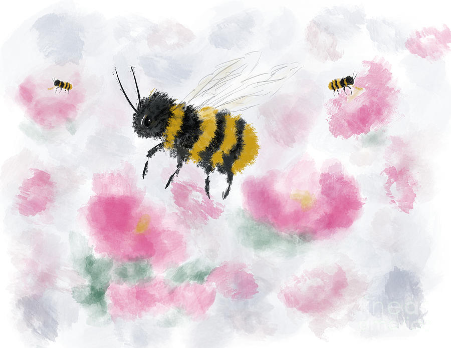 Buzzy Fuzzies in the Fleurs Digital Art by Conni Schaftenaar