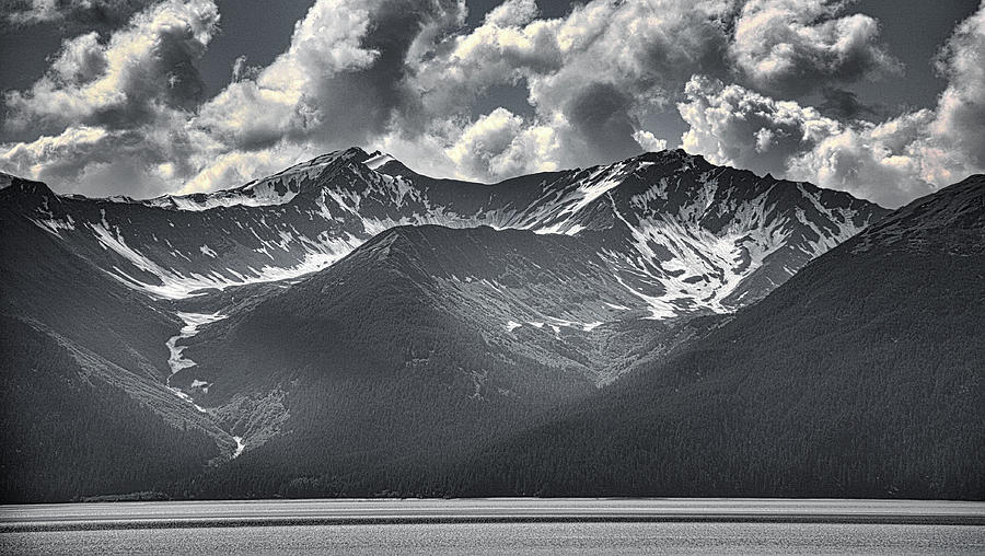 BW Anchorage Landscape Clouds Mtns Photograph by Chuck Kuhn