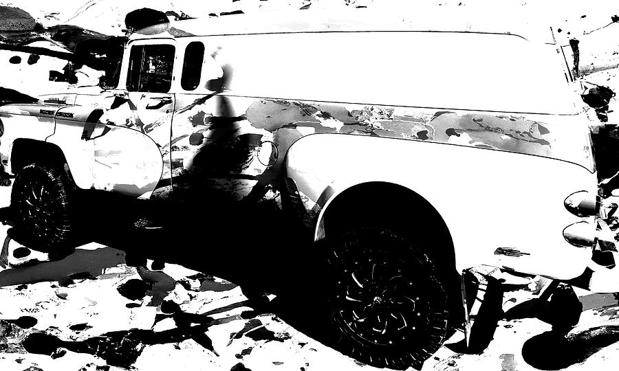 BW Dodge Powerwagon Abstract Photograph by Cathy Anderson