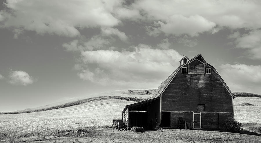 Barn Photograph - BW Skies with Barn by Connie Carr