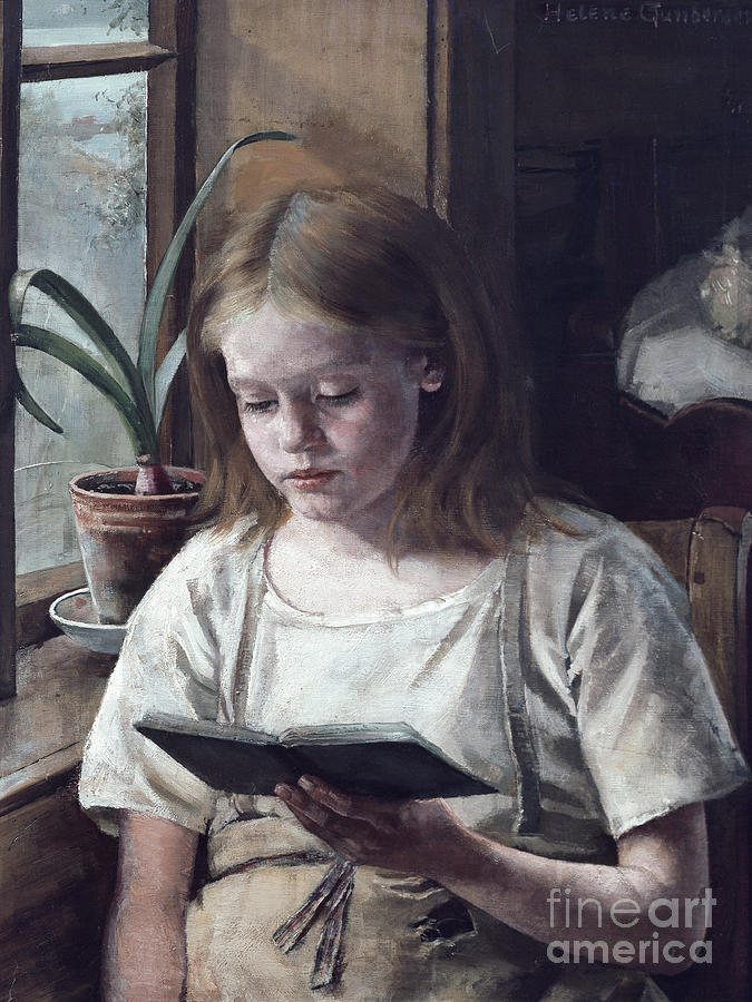By a window, 1886 Painting by O Vaering by Helene Gundersen