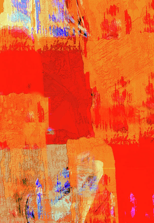 By the Fireplace- Red and Orange Abstract Painting Painting by Sannel Larson