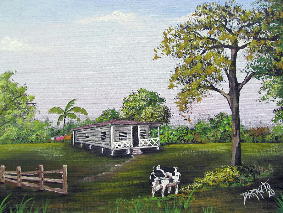 By The House Painting by Gloria E Barreto-Rodriguez