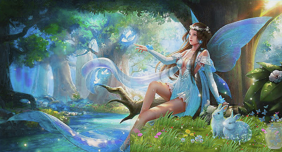 By the magical stream  Digital Art by Dennis Baswell