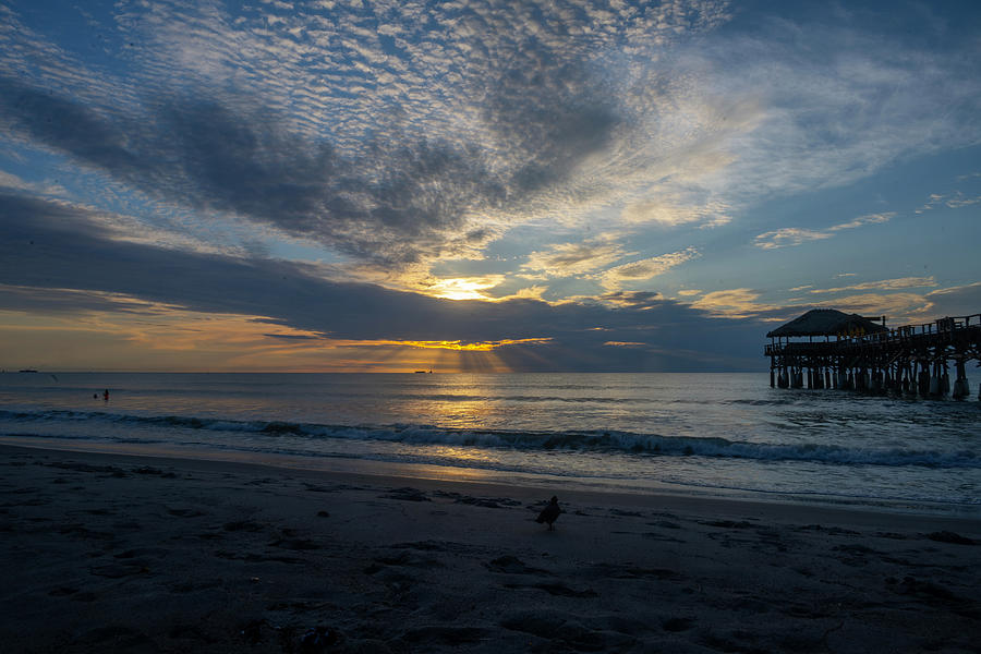 By the pier a beautiful sunset Atlanic Ocean Photograph by Dan Friend