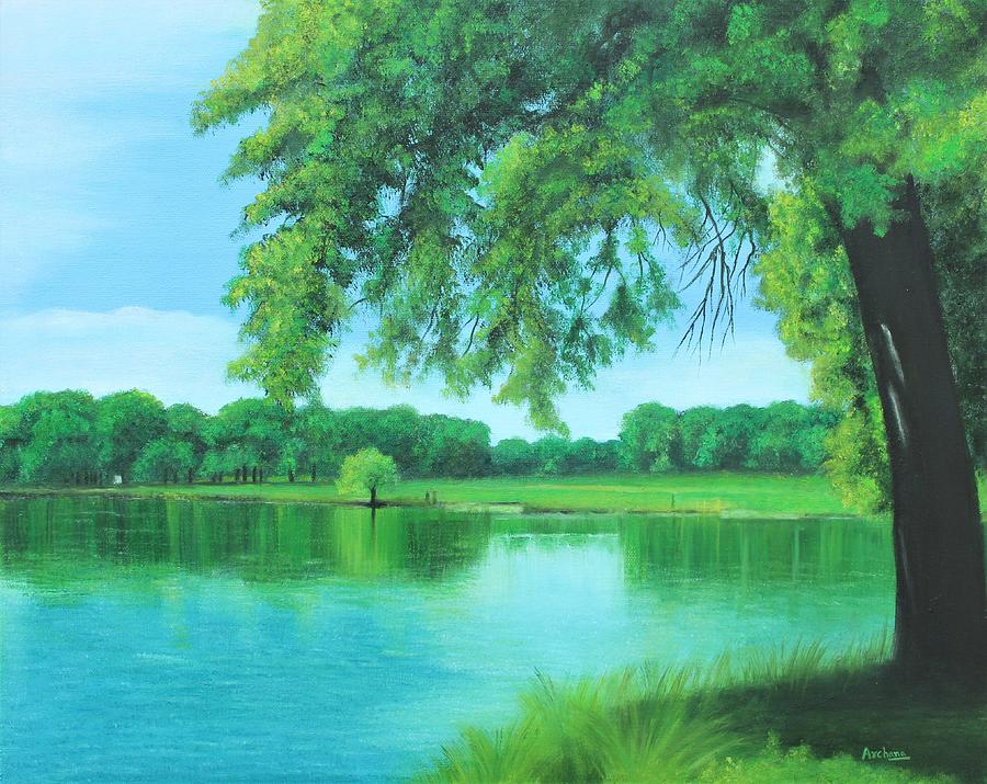 By the Pond Painting by Archana Gautam