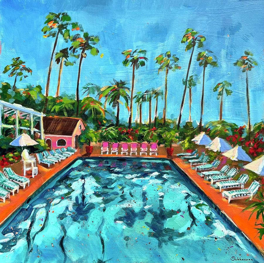 By the Pool. California Scenery Painting by Victoria Sukhasyan - Fine ...