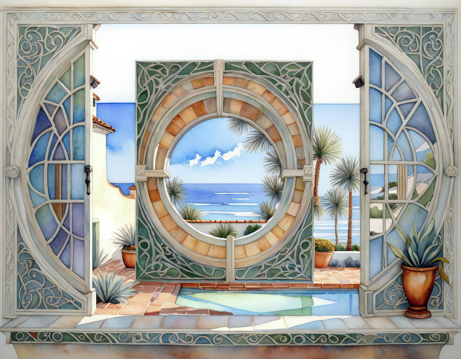 By The Pool Digital Art by Eris And AI By The Pool Digital Art by Eris And AI